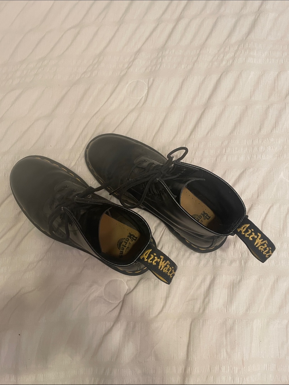 Dr. Martens Black Gloss Leather 6-Eye Lace-Up Boots